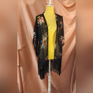 Floral Fringe Shawl